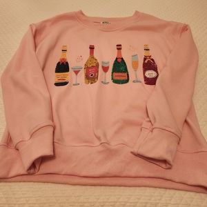 Why Dress with Sequin Wine/ Champagne bottles Pink Sweatshirt Small